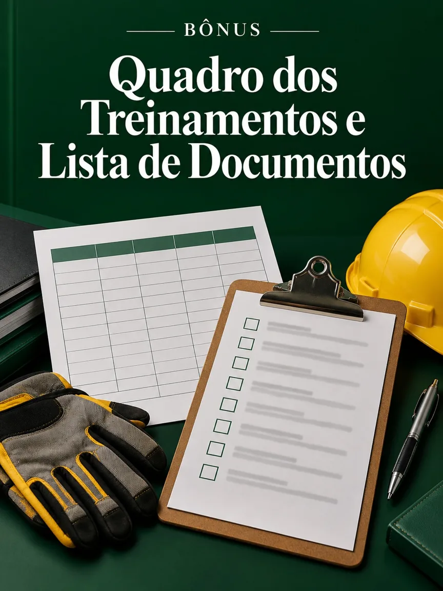 Capa do bônus Quadro dos Treinamentos e Lista de Documentos
